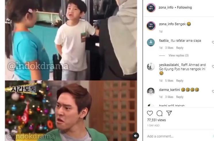 Rafathar 'tirukan' ekspresi Go Kyung Pyo (Instagram.com/zona_indo)
