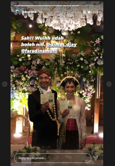 Dimas Djay nikahi Faradina Mufti (Instagram.com/jokoanwar)