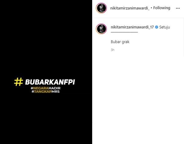 Postingan Nikita Mirzani. (Instagram/@nikitamirzanimawardi_17)