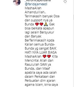 Balasa Veronica Perdana saat banjir dukungan netizen (Instagram.com/_veronicaperdana)