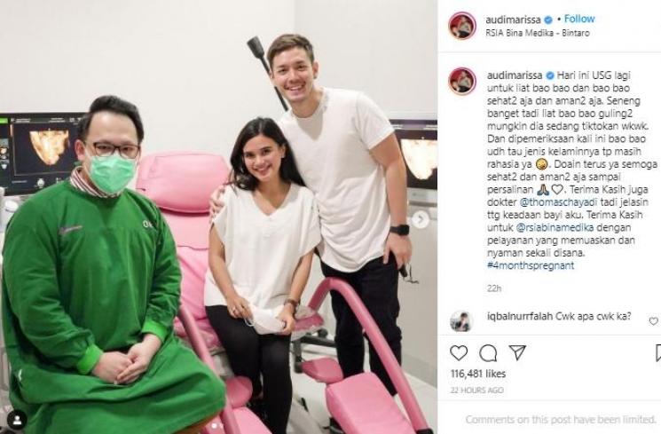 Audi Marissa kontrol kandungan ditemani Anthony Xie (Instagram.com/audimarissa)