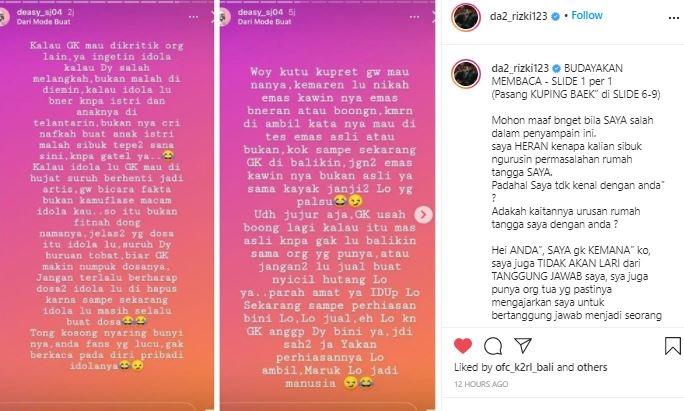 Rizki DA2 mencak-mencak di Instagram. (Instagram/@da2_rizki123)