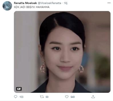 Renatta Moeloek edit wajahnya dengan tubuh Seo Ye Ji (Twitter.com/MoeloekRenatta)