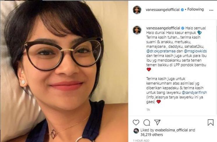 Postingan perdana Vanessa Angel setelah ke luar penjara (Instagram.com/vanessaangelofficial)