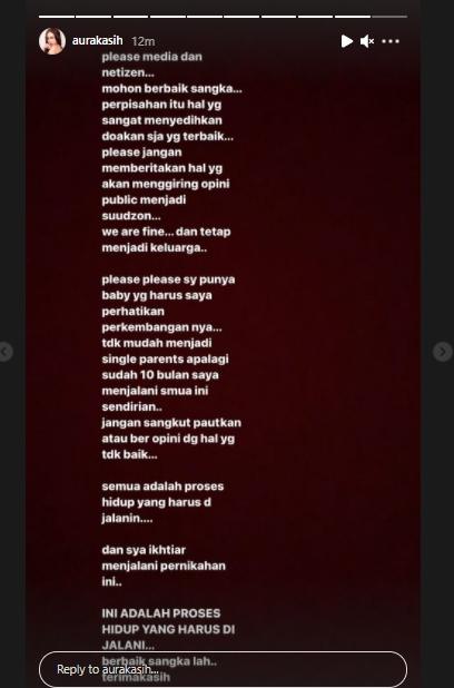Postingan Aura Kasih usai gugat cerai suami (Instagram.com/aurakasih)
