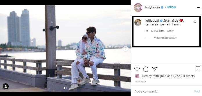 Lutfi Agizal ucapkan selamat kepada Lesty Kejora (Instagram.com/lestykejora)