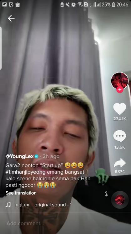 Young Lex nangis. (TikTok/YoungLex)