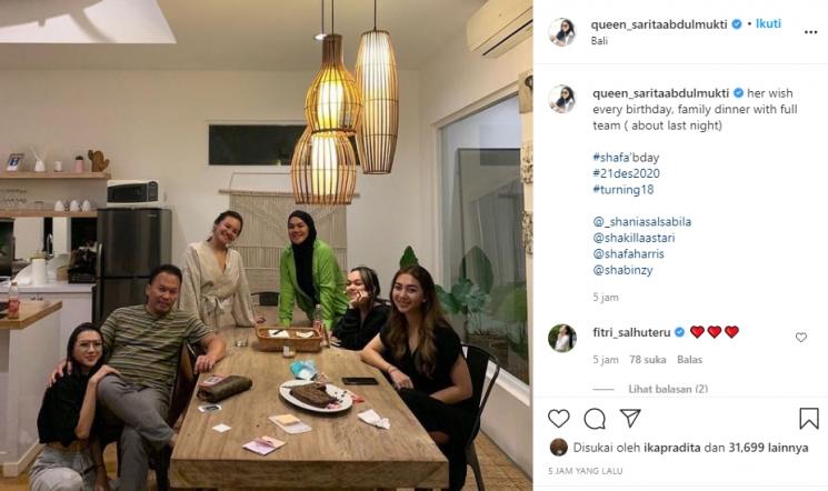 Ultah Shafa Harris (Instagram/@queen_saritaabdulmukti)