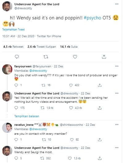 Cuitan produser Psycho kabarkan Red Velvet akan tampil berlima (Twitter.com/drewscotty)