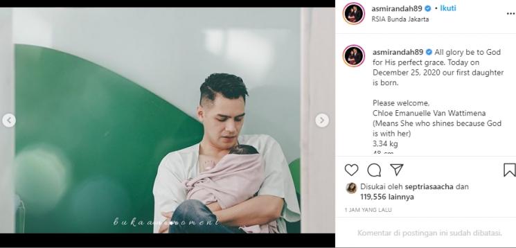 Asmirandah melahirkan (Instagram/@asmirandah89)