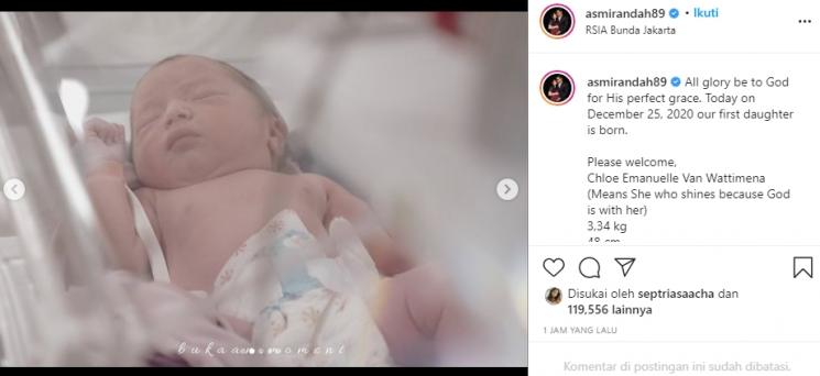 Asmirandah melahirkan (Instagram/@asmirandah89)