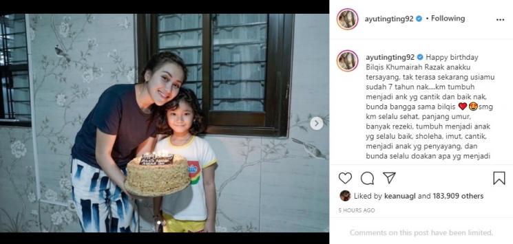 Ayu Ting Ting rayakan ulang tahun Bilqis. (Instagram/@ayutingting92)