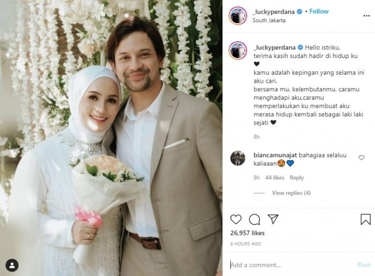 Lucky Perdana menikah dengan Lidi Brugman. (Instagram/@_luckyperdana)