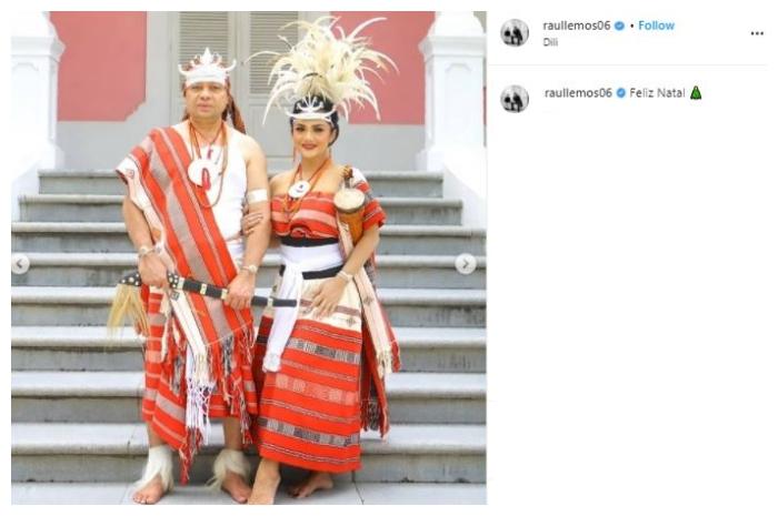 Potret keluarga Krisdayanti pakai baju adat Timor Leste. (Instagram/@raullemos06)