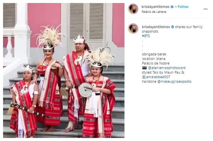 Potret keluarga Krisdayanti pakai baju adat Timor Leste. (Instagram/@krisdayantilemos)