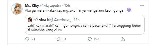 Kiky Saputri dinyinyir Revina VT. (Twitter/@kikysaputrii)