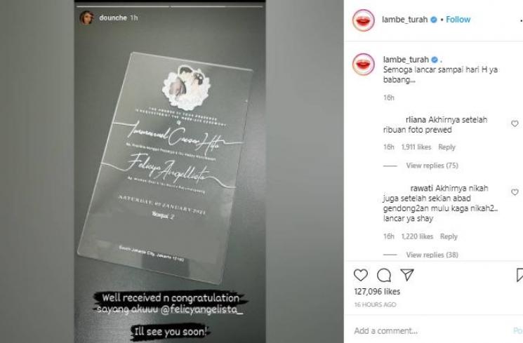 Undangan Felicya dan Caesar Hito (Instagram.com/lambe_turah)