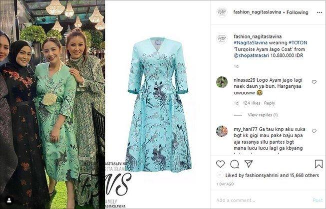 Nagita Slavina cantik pakai baju motif ayam jago di ultah bos TV. (Instagram/@fashion_nagitaslavina)
