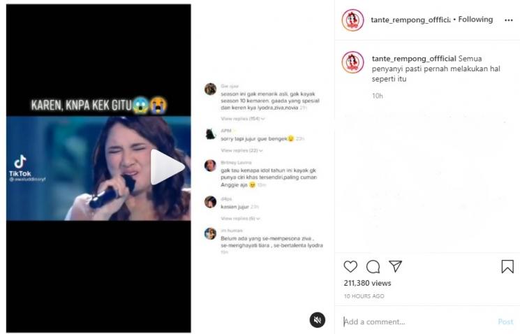 Karen Rantung. (Instagram/@tante_rempong_offficial)