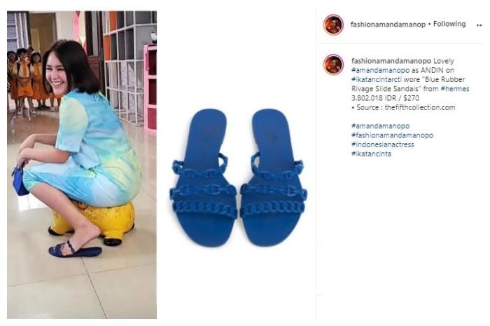 Sandal teplek Amanda Manopo. (Instagram/@fashionamandamanopo)