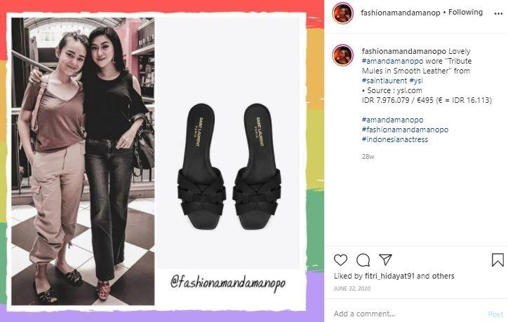 Sandal teplek Amanda Manopo. (Instagram/@fashionamandamanopo)
