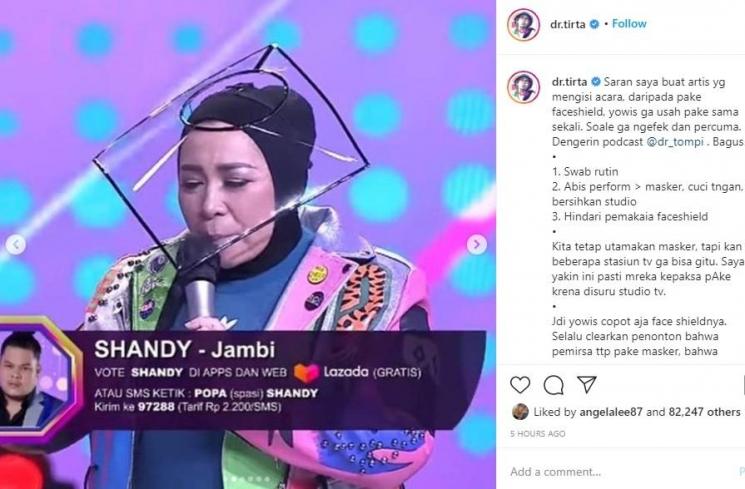 Dr Tirta Komentari Faceshield Melly Goeslaw. (Instagram/@dr.tirta)