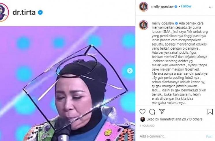 Melly Goeslaw semprot dokter Tirta (Instagram.com)