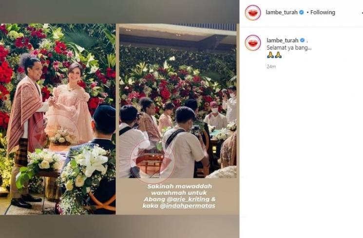 Arie Kriting dan Indah Permatasari menikah? (Instagram/@lambe_turah)