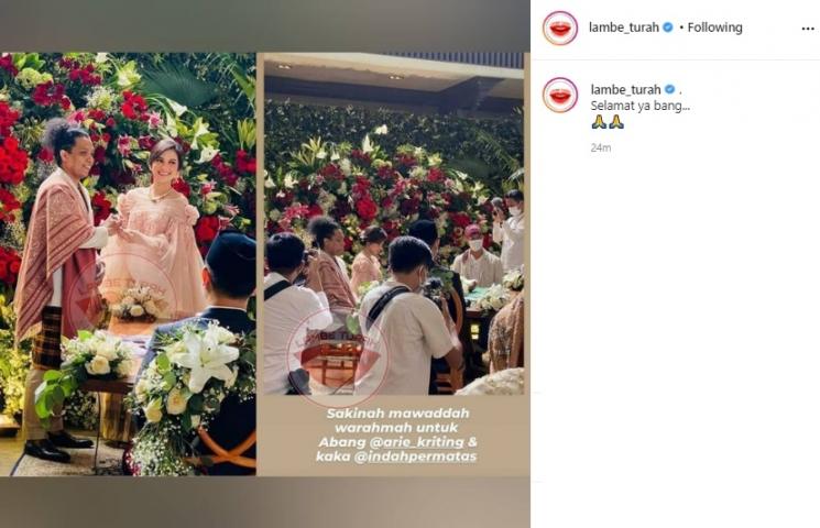 Arie Kriting dan Indah Permatasari menikah? (Instagram/@lambe_turah)