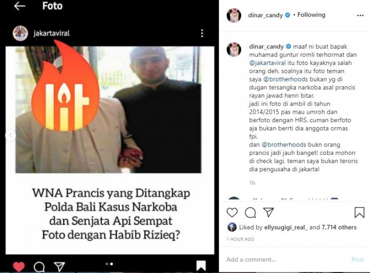 Unggahan Dinar Candy. (Instagram/@dinar_candy)