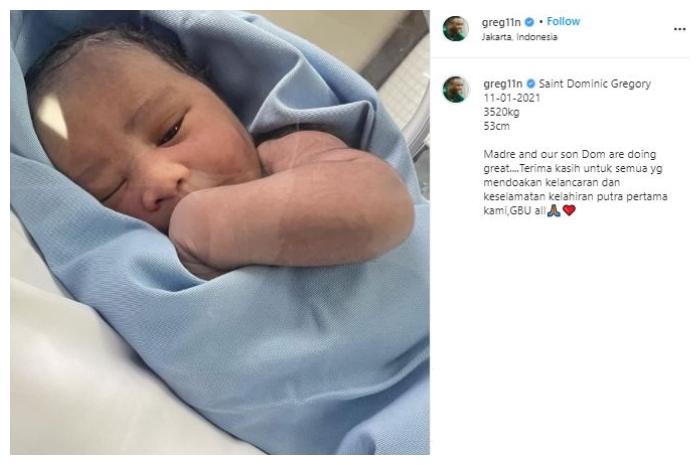 Kimmy Jayanti melahirkan anak kedua. (Instagram/@greg11)