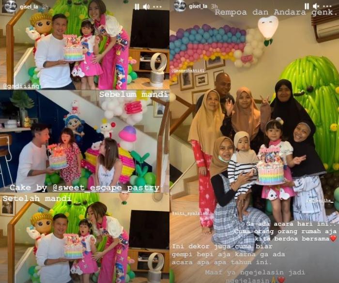 Gempita Nora ultah ke-6. (Instagram/@gisel_la)