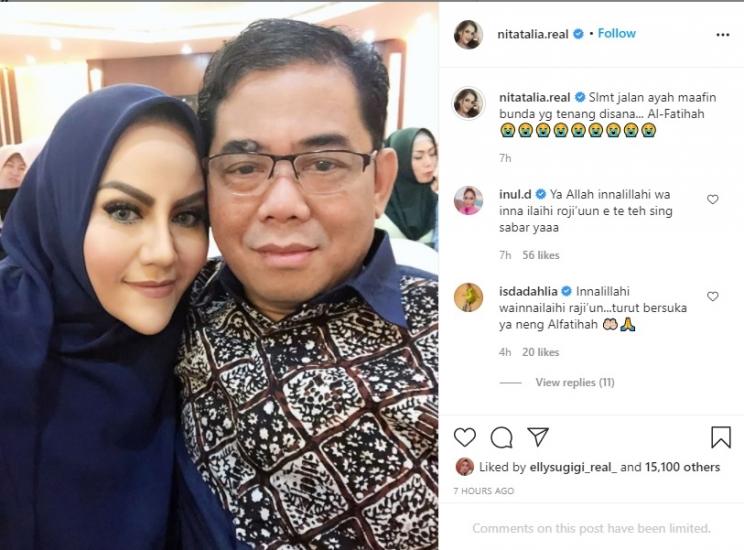 Mantan suami Nita Thalia, Nurdin Rudythia, meninggal dunia. (Instagram/@nitatalia.real)