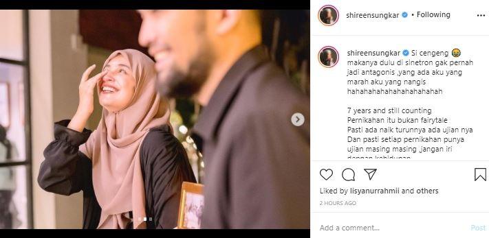 Anniversary Shireen Sungkar dan Teuku Wisnu. (Instagram/@shireensungkar)