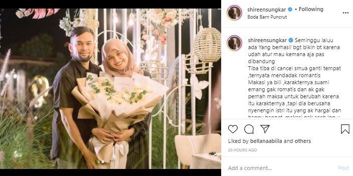 Anniversary Shireen Sungkar dan Teuku Wisnu. (Instagram/@shireensungkar)