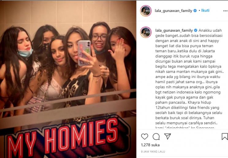 Postingan Istri Gunawan (Instagram/@lala_gunawan_family)
