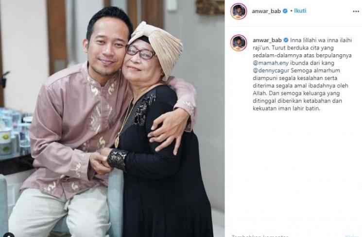 Ibu Denny Cagur Meninggal dunia (Instagram/@anwar_bab)