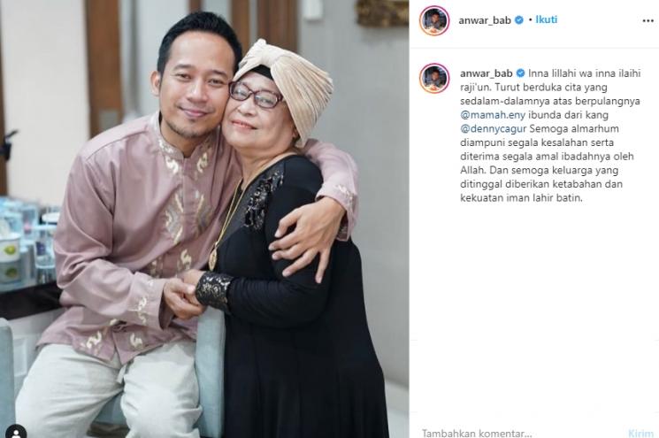 Ibu Denny Cagur Meninggal dunia (Instagram/@anwar_bab)