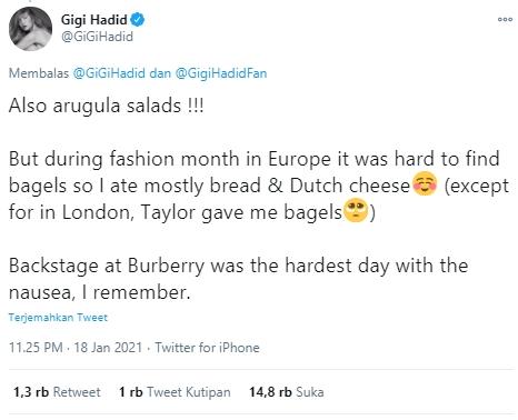 Postingan Gigi Hadid (Twitter.com)