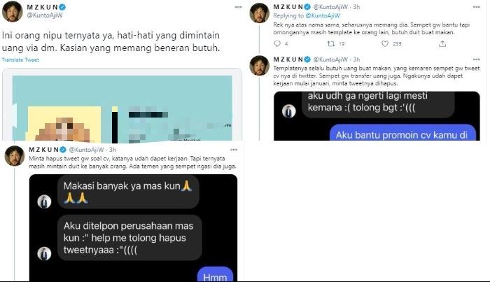 Kunto Aji kena tipu. (Twitter)