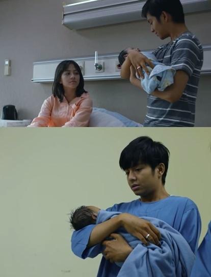 Angga Yunanda menggendong bayi. (Istimewa)