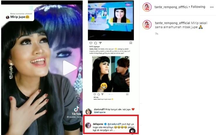 Komentar Della Perez ada cewek mirip Julia Perez. (Instagram)