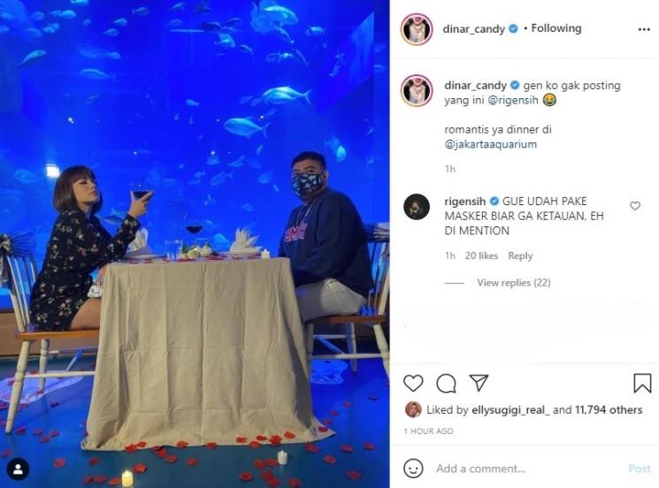 Dinar Candy bersama Rigen. (Instagram/@dinar_candy)