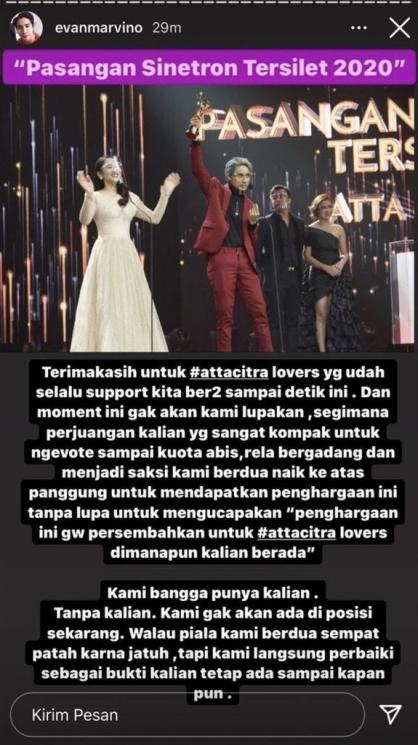 Postingan Evan Marvino (Instagram.com)