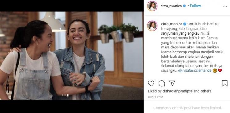 Anak Citra Monica. (Instagram/@citra_monica)