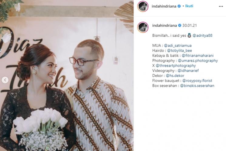 Indah Indriana tunangan (Instagram/@indahindriana)
