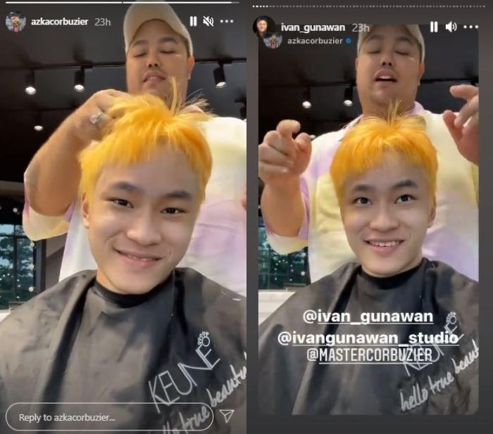 Azka Corbuzier dimake over Ivan Gunawan. (Instagram/@azkacorbuzier)