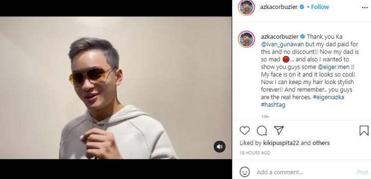 Azka Corbuzier dimake over Ivan Gunawan. (Instagram/@azkacorbuzier)