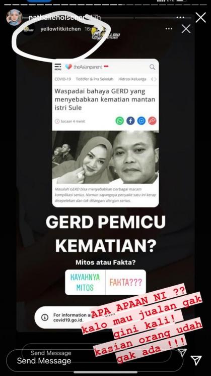 Nathalie Holscher Geram Kematian Lina Jubaedah Dibuat Konten Iklan. (Instagram/@nathalieholscher)