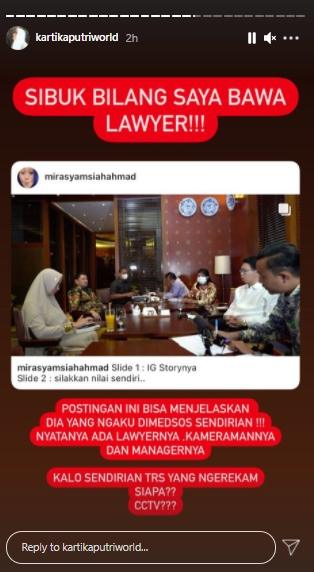 Postingan IG Story Kartika Putri (Instagram.com)